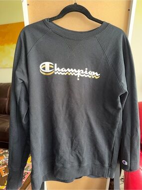 XL Champion Black Crewneck Sweatshirt with Red, White & Blue Trim